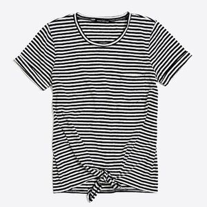 J. Crew | Navy & White Striped Tie Waist Pocket T-shirt | XXS
